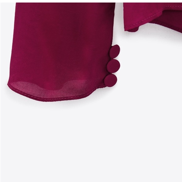 Zara NWT long sleeves shoulder padded open back peplum blouse - Picture 5 of 12